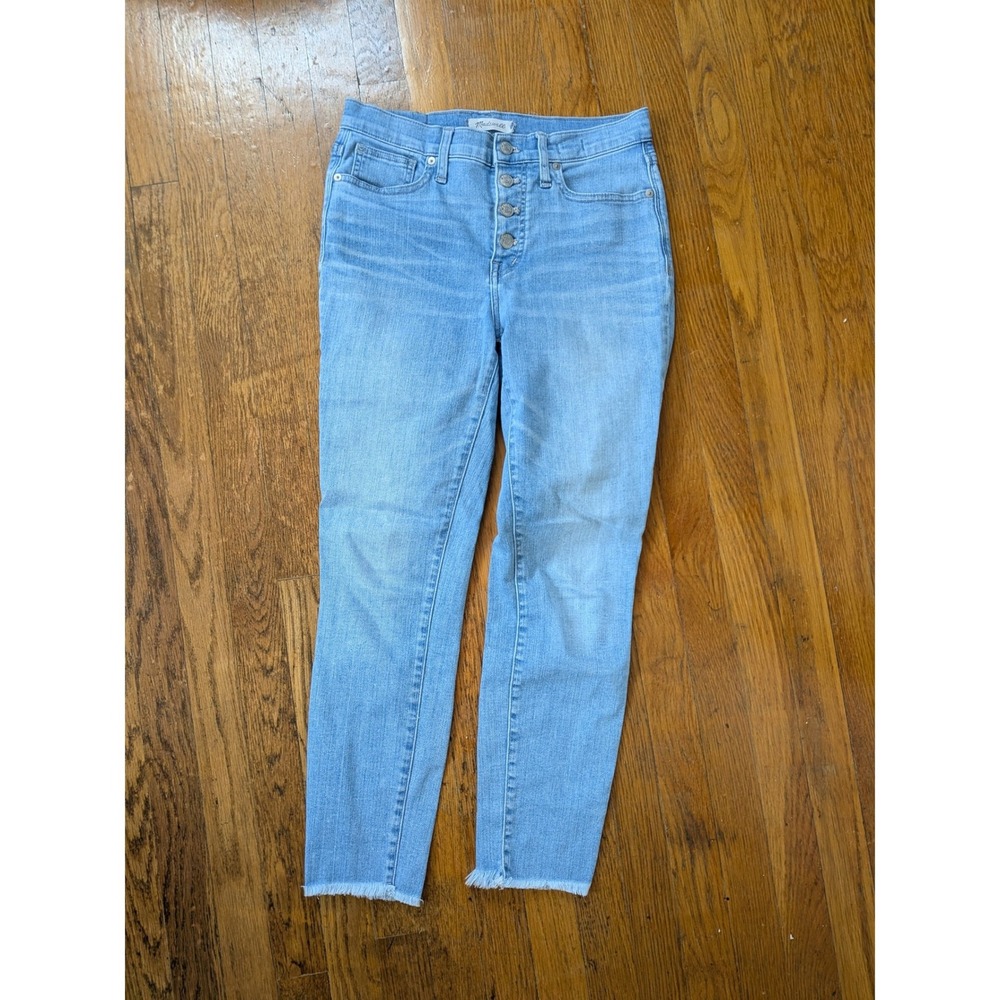 Madewell The Perfect Vintage Jeans Light Wash Button Fly‎ Frayed Skinny Crop 29